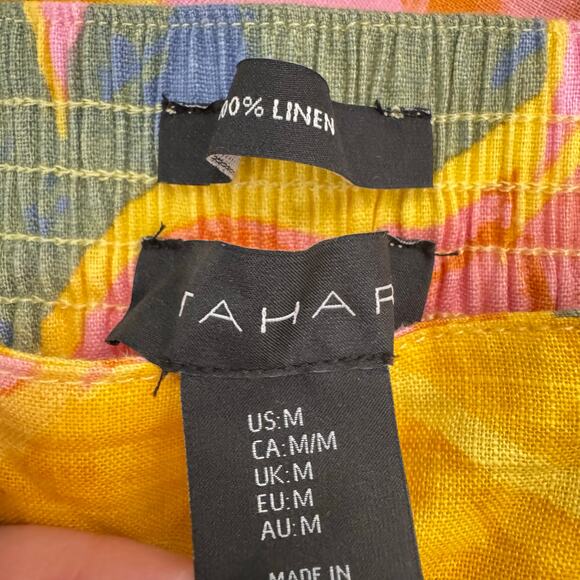 Tahari Women's Multicolor 100% Linen Elastic Waist High Rise Capri Pant Floral M - Picture 8 of 9